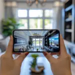Una persona utilizza uno smartphone per visualizzare in tempo reale le immagini di un sistema di allarme per appartamento.